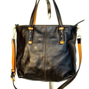 Vera Bradley Black and Brown Leather Tote